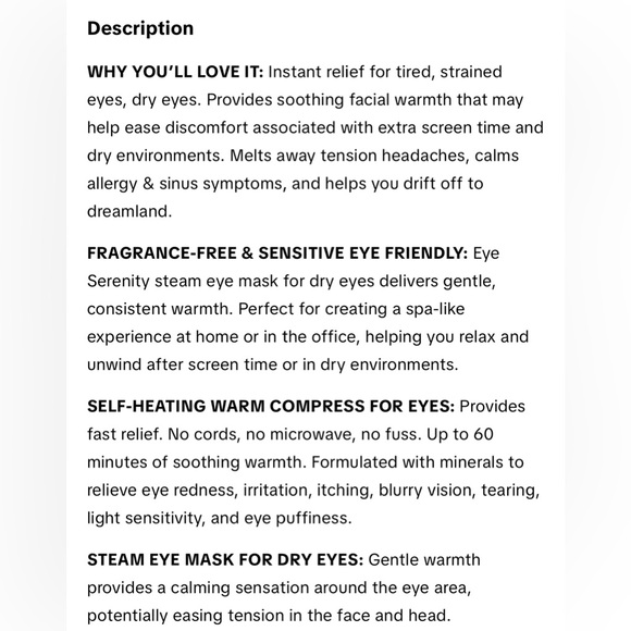 Steam Eye Compress Sleep Mask in Heat Warm NEW Relax - Picture 7 of 7